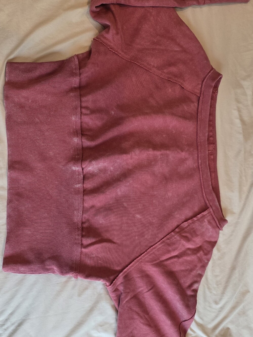 Pink Casual Women's Knitted Long Sleeve Cropped Loose Pullover Sweatshirt